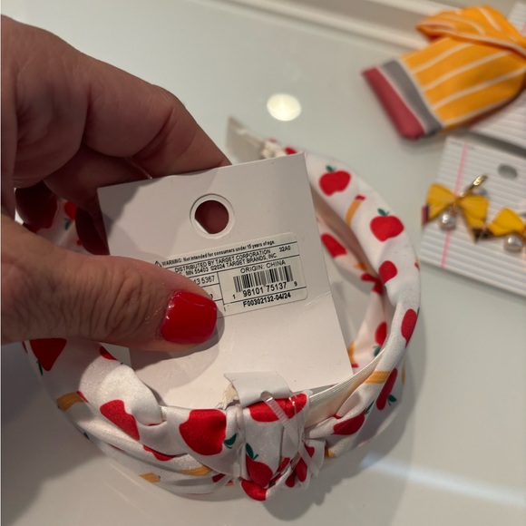 Women's 4 Piece Teacher Gift hair bow matching earrings, headband apple … - Picture 5 of 16